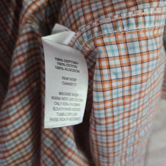 Bob Timberlake Plaid Button Down Orange Mens SZ L - Picture 4 of 6